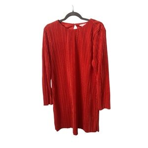 H&M | Pleated Long Sleeve Mod Style Shift Dress | Size L